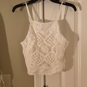 Love on a Hanger White Lace Crop Top